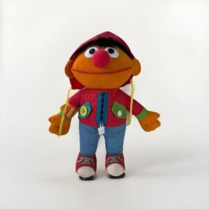 Playskool Sesame Street Ernie Plush Dress Me Up 1990 Zip Snap Button Tie VTG